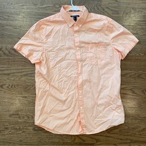 Forever 21 Short Sleeve Button Down Shirt Mens Size Large Peach Orange Classic